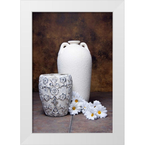 Vases with Daisies I White Modern Wood Framed Art Print by McNemar, C. Thomas