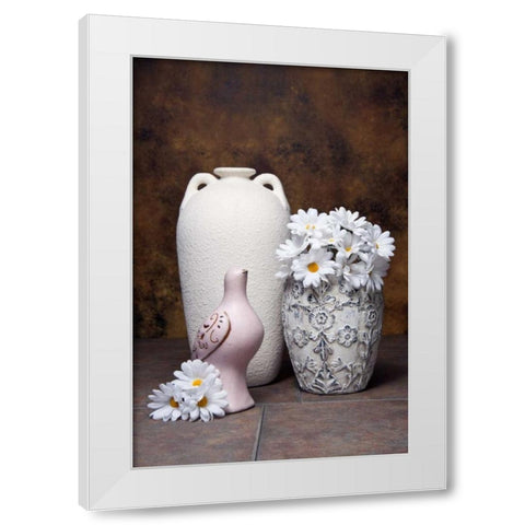 Vases with Daisies II White Modern Wood Framed Art Print by McNemar, C. Thomas