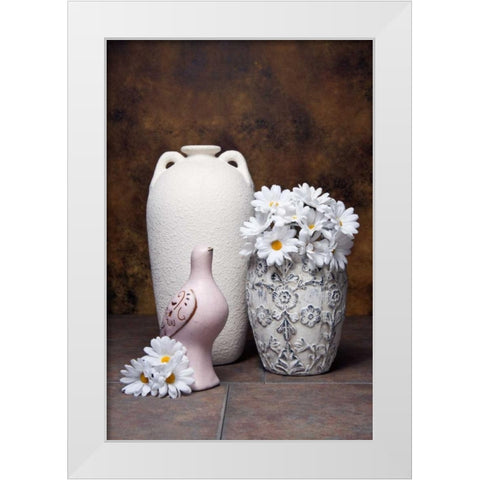 Vases with Daisies II White Modern Wood Framed Art Print by McNemar, C. Thomas