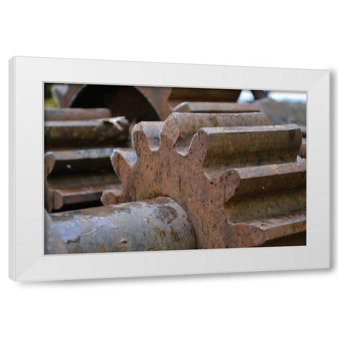Gears II White Modern Wood Framed Art Print by Moore, Brian