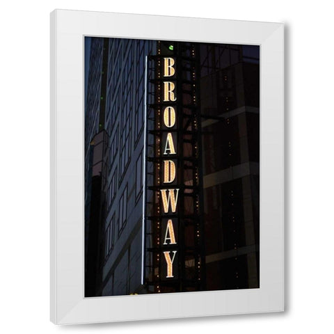 Broadway Sign White Modern Wood Framed Art Print by Moore, Brian