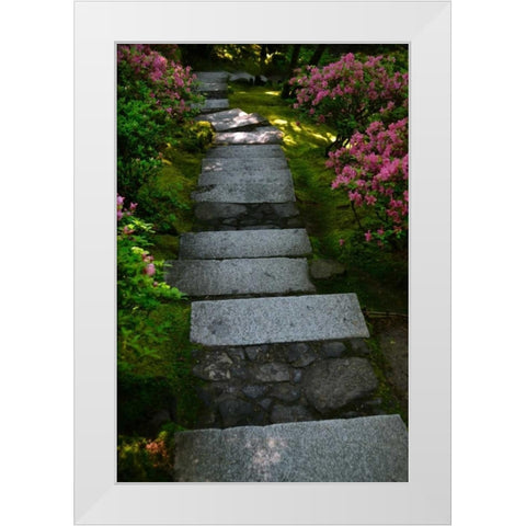 Garden Stairs I White Modern Wood Framed Art Print by Moore, Brian