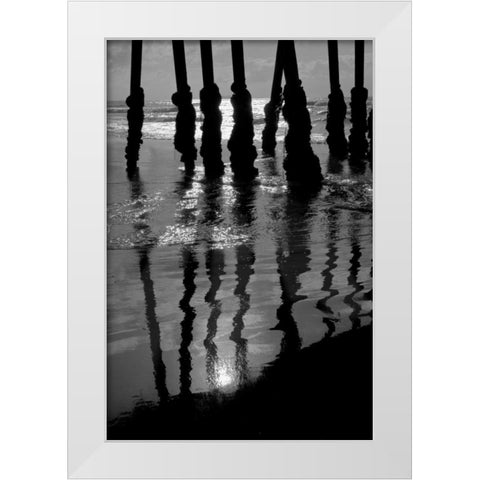 Pier Pilings IX White Modern Wood Framed Art Print by Peterson, Lee