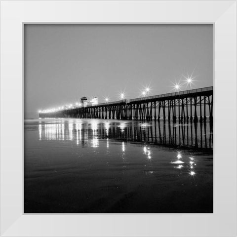 Pier Night I White Modern Wood Framed Art Print by Peterson, Lee