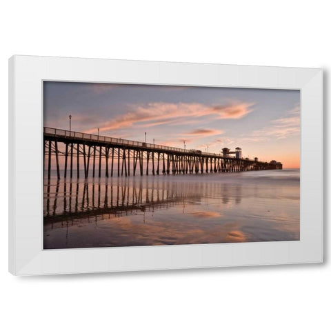 Pier Sunset I White Modern Wood Framed Art Print by Peterson, Lee