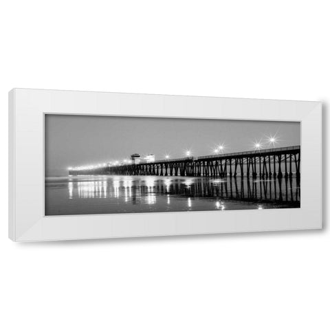 Pier Night Panorama I White Modern Wood Framed Art Print by Peterson, Lee