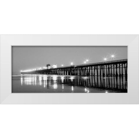 Pier Night Panorama I White Modern Wood Framed Art Print by Peterson, Lee