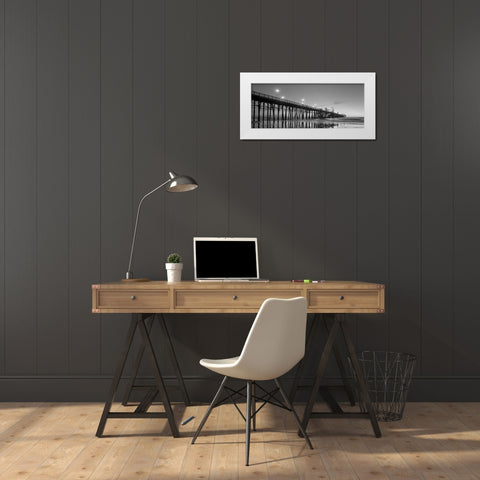 Pier Night Panorama II White Modern Wood Framed Art Print by Peterson, Lee