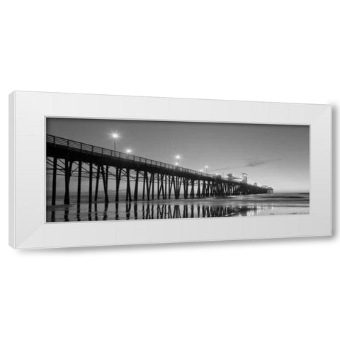 Pier Night Panorama II White Modern Wood Framed Art Print by Peterson, Lee