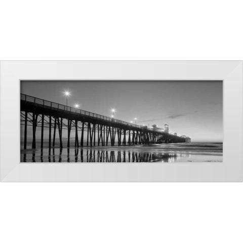Pier Night Panorama II White Modern Wood Framed Art Print by Peterson, Lee