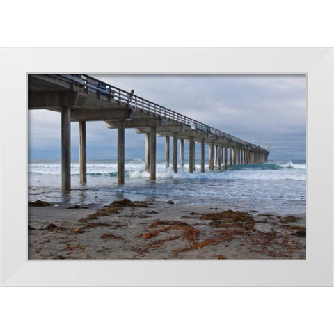 Scripps Pier II White Modern Wood Framed Art Print by Peterson, Lee