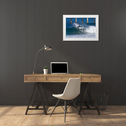 Surfing IV White Modern Wood Framed Art Print by Peterson, Lee