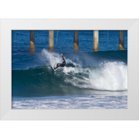 Surfing IV White Modern Wood Framed Art Print by Peterson, Lee