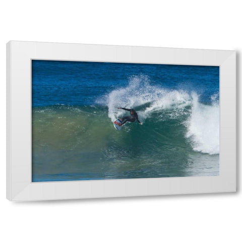 Surfing V White Modern Wood Framed Art Print by Peterson, Lee