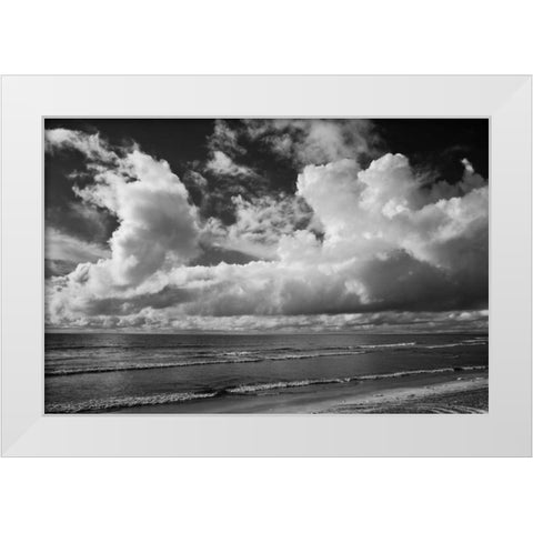 Clouds at the Beach White Modern Wood Framed Art Print by Peterson, Lee