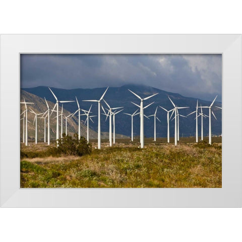 Windmills I White Modern Wood Framed Art Print by Peterson, Lee