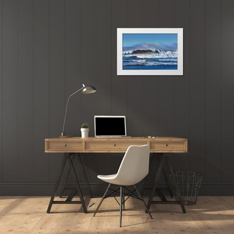 Cayucos Waves I White Modern Wood Framed Art Print by Peterson, Lee