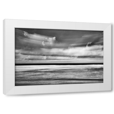 Beach in Motion BW White Modern Wood Framed Art Print by Peterson, Lee