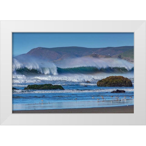 Waves in Cayucos II White Modern Wood Framed Art Print by Peterson, Lee