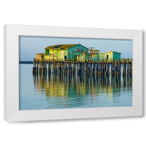 Half Moon Bay Pier White Modern Wood Framed Art Print by Peterson, Lee