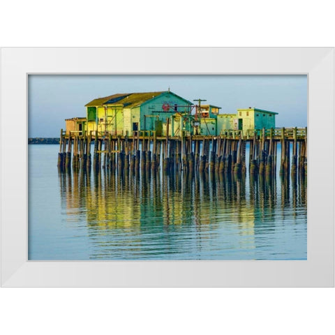Half Moon Bay Pier White Modern Wood Framed Art Print by Peterson, Lee