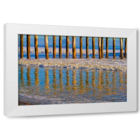 Pier Reflections I White Modern Wood Framed Art Print by Peterson, Lee