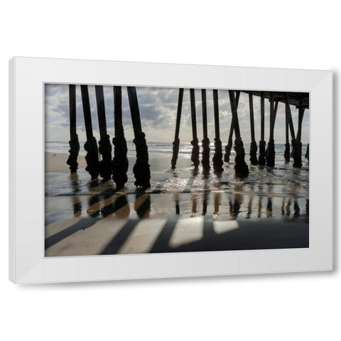 Pier Silhouette I White Modern Wood Framed Art Print by Peterson, Lee