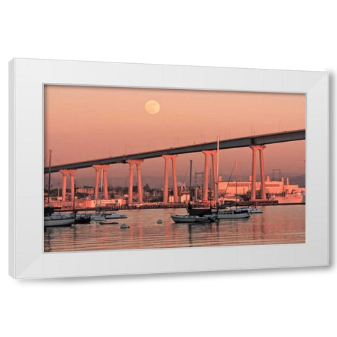 Moon and Bridge White Modern Wood Framed Art Print by Peterson, Lee