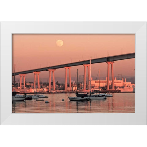 Moon and Bridge White Modern Wood Framed Art Print by Peterson, Lee