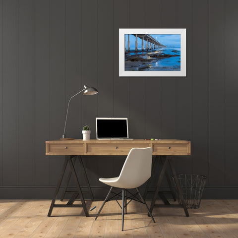 Evening Pier II White Modern Wood Framed Art Print by Peterson, Lee