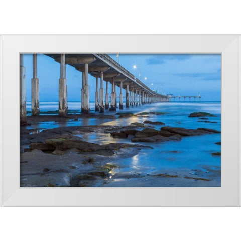 Evening Pier II White Modern Wood Framed Art Print by Peterson, Lee