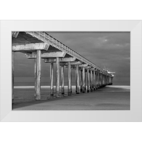 Scripps Pier BW I White Modern Wood Framed Art Print by Peterson, Lee