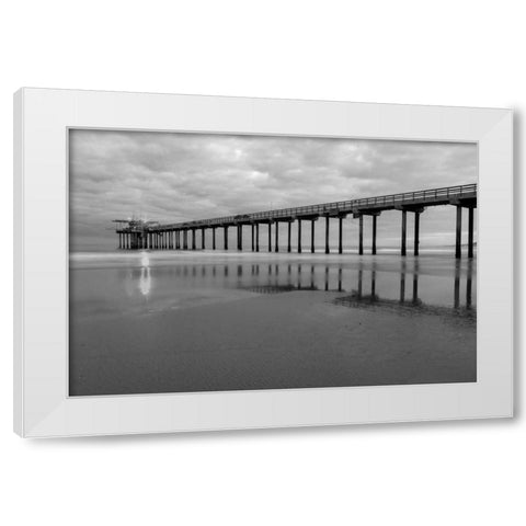 Scripps Pier BW II White Modern Wood Framed Art Print by Peterson, Lee