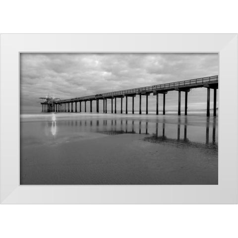 Scripps Pier BW II White Modern Wood Framed Art Print by Peterson, Lee