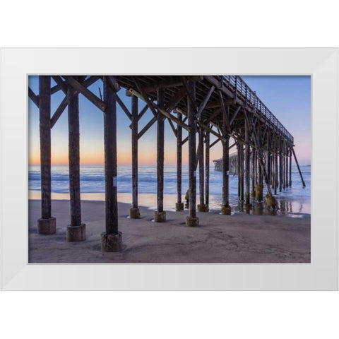 San Simeon Pier II White Modern Wood Framed Art Print by Peterson, Lee