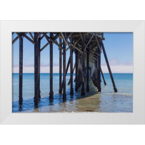 San Simeon Pier III White Modern Wood Framed Art Print by Peterson, Lee