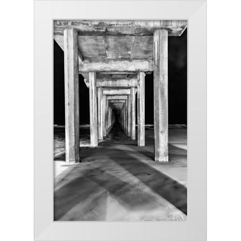 Under Scripps Pier White Modern Wood Framed Art Print by Peterson, Lee