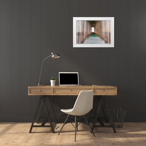 Under Scripps Pier II White Modern Wood Framed Art Print by Peterson, Lee