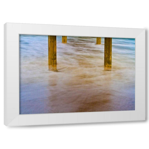 Under Ocean Beach Pier White Modern Wood Framed Art Print by Peterson, Lee