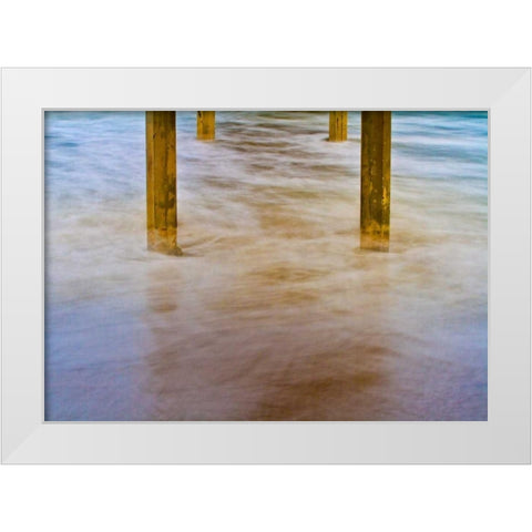 Under Ocean Beach Pier White Modern Wood Framed Art Print by Peterson, Lee