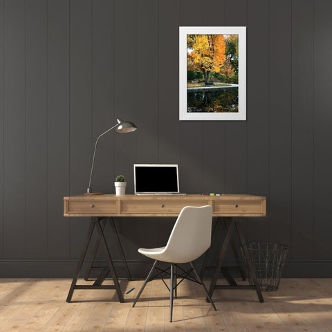Fall in the Park White Modern Wood Framed Art Print by Putman, Tammy