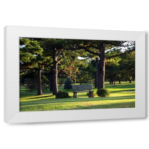 Bench I White Modern Wood Framed Art Print by Putman, Tammy