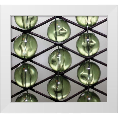Green Beads White Modern Wood Framed Art Print by Putman, Tammy