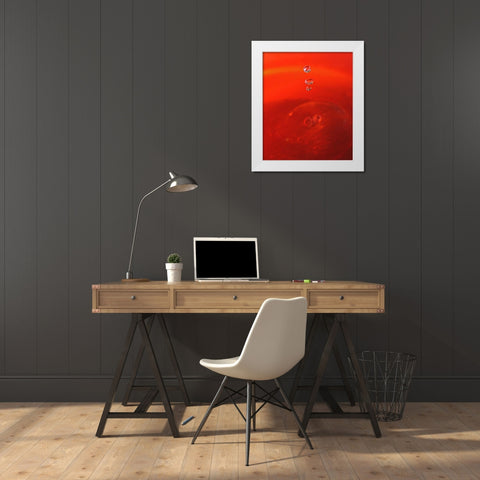 Red Drink Drop II White Modern Wood Framed Art Print by Putman, Tammy