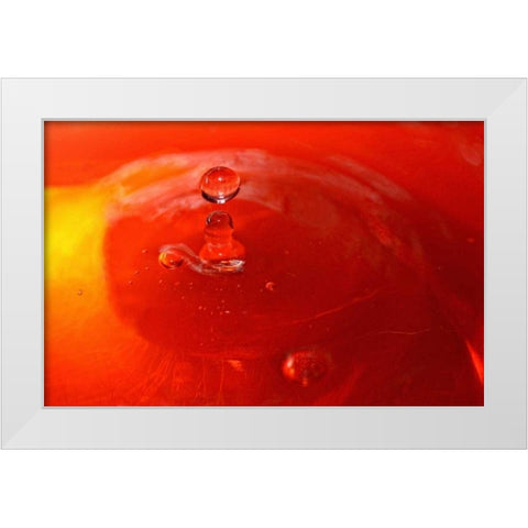Red Drink Drop III White Modern Wood Framed Art Print by Putman, Tammy