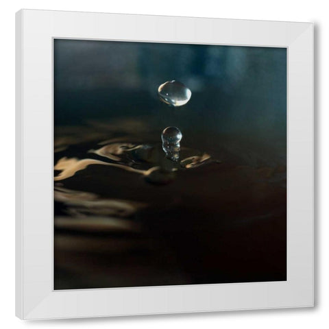 Blue Drop I White Modern Wood Framed Art Print by Putman, Tammy