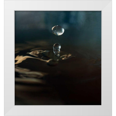 Blue Drop I White Modern Wood Framed Art Print by Putman, Tammy