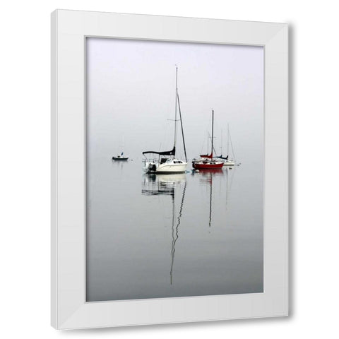 Red Sailboat II White Modern Wood Framed Art Print by Putman, Tammy