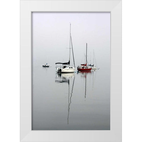 Red Sailboat II White Modern Wood Framed Art Print by Putman, Tammy