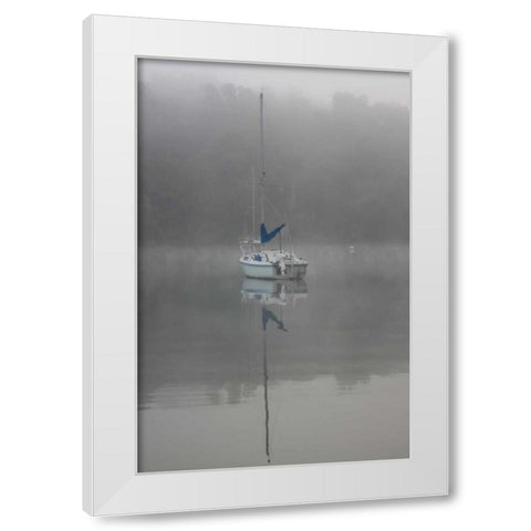 Blue Sail White Modern Wood Framed Art Print by Putman, Tammy